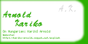 arnold kariko business card