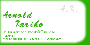 arnold kariko business card